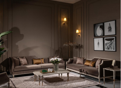 Sofagarnitur Viersitzer 4 Sitz Couchtisch Stoffsofa Polstersofa Braun